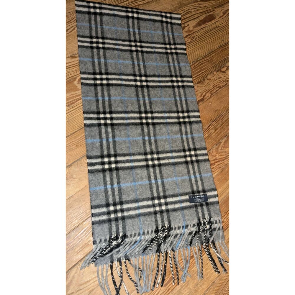 Burberry London Cashmere scarf blue grey cream - Picture 4 of 7